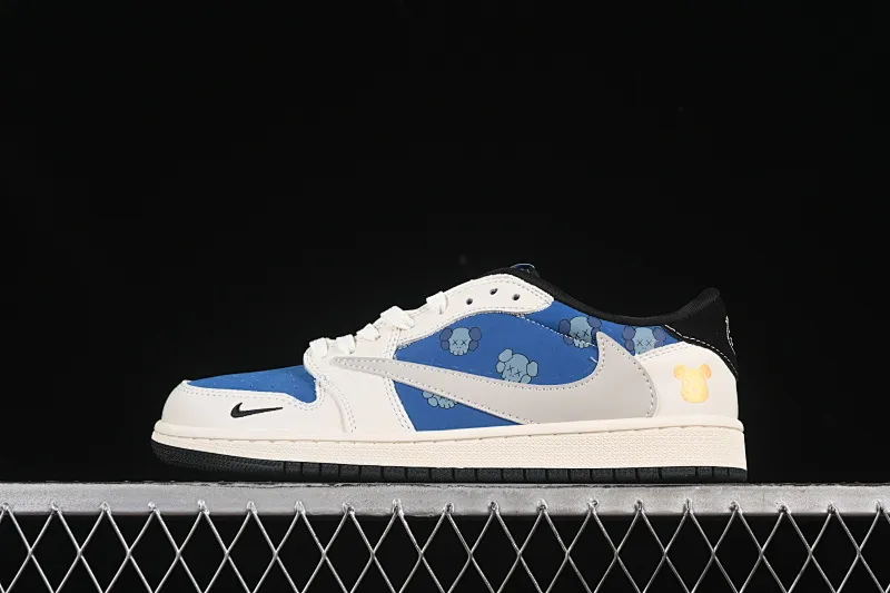 All Categories Air Jordan Jordan Series Basketball Shoes Air Jordan 1 Low High-end Customized Low-top Shoes Travis Scott x Fragment Design x Air Jordan 1 Low OG SP AJ1 Joe 1 Violent Bear Joint Gray-Blue Cartoon Low-top Cultural Casual Shoes XS2024-053